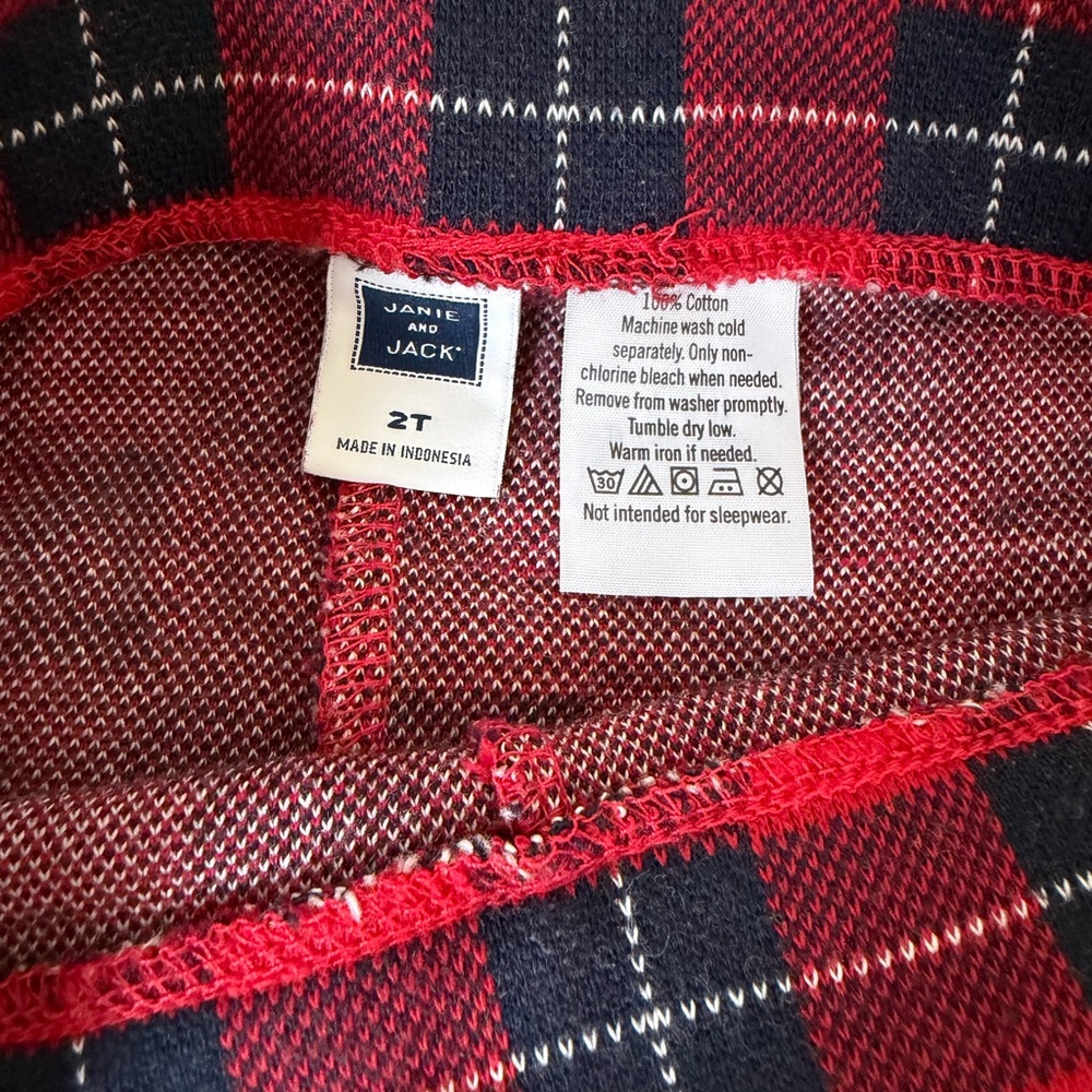 Janie and Jack Red and Black Plaid Leggings - Picture 2 of 2